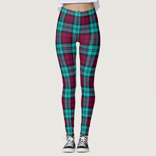 Blauw Rood Campbell Tartan Blackwatch Plaid Leggings (Voorkant)