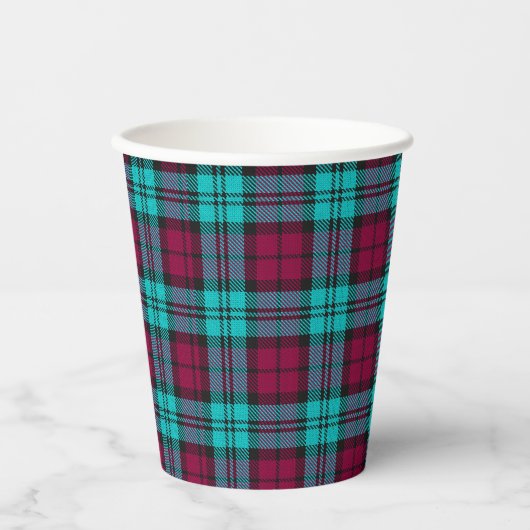 Blauw Rood Campbell Tartan Blackwatch Plaid Papieren Bekers (Voorkant)