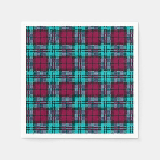 Blauw Rood Campbell Tartan Blackwatch Plaid Servet (Voorkant)