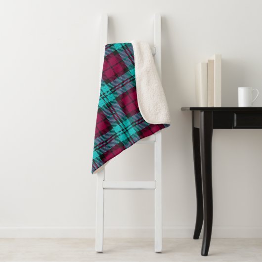 Blauw Rood Campbell Tartan Blackwatch Plaid Sherpa Deken (In situ)