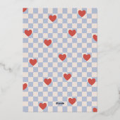 Blauw Rood Checkerboard Hearts Valentijnsdag Kaart (Achterkant)