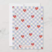 Blauw Rood Checkerboard Hearts Valentijnsdag Kaart (Achterkant)