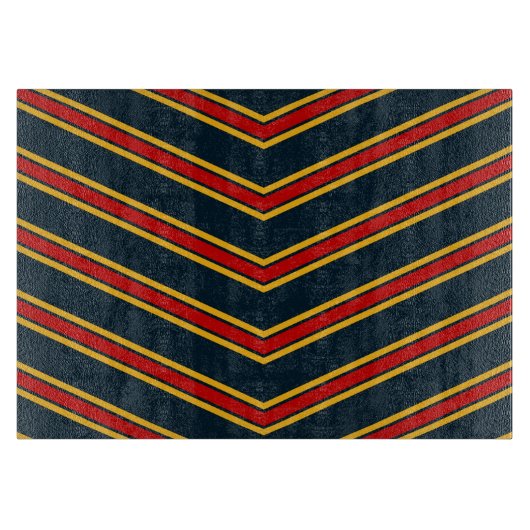 Blauw Rood Chevron Strepen Snijplank (Voorkant)