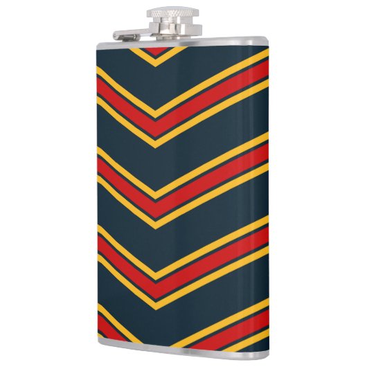 Blauw Rood Chevron Strepen Snijplank Heupfles (Links)