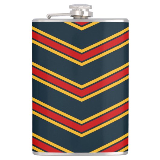 Blauw Rood Chevron Strepen Snijplank Heupfles (Voorkant)