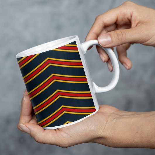 Blauw Rood Chevron Strepen Snijplank Koffiemok
