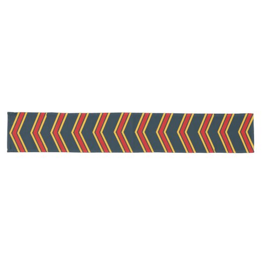 Blauw Rood Chevron Strepen Snijplank Lange Tafelloper (Horizontaal)