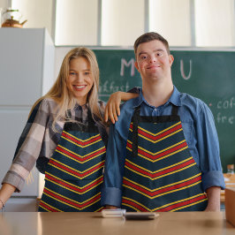 Blauw Rood Chevron Strepen Snijplank Schort