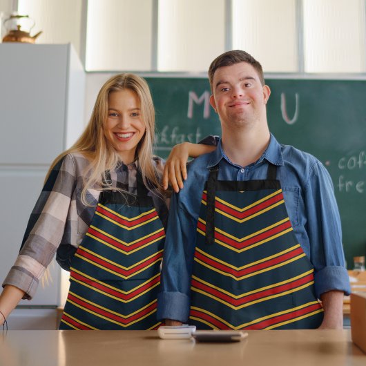 Blauw Rood Chevron Strepen Snijplank Schort