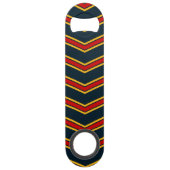 Blauw Rood Chevron Strepen Snijplank Speed Flessenopener (Achterkant)