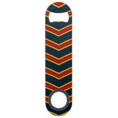 Blauw Rood Chevron Strepen Snijplank Speed Flessenopener (Voorkant)