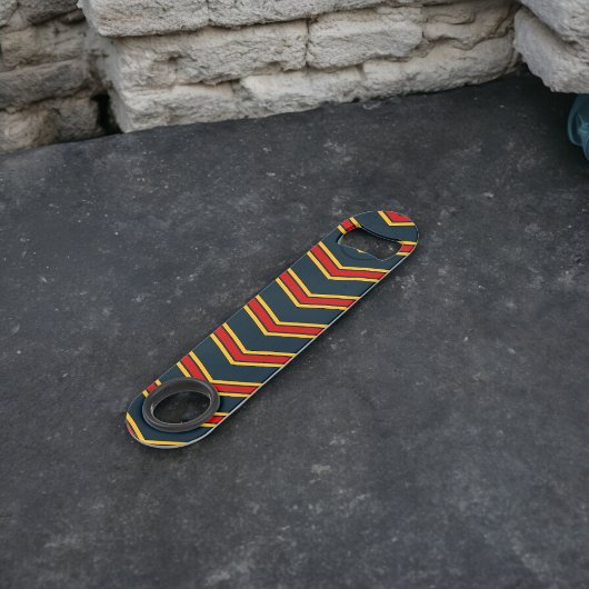 Blauw Rood Chevron Strepen Snijplank Speed Flessenopener