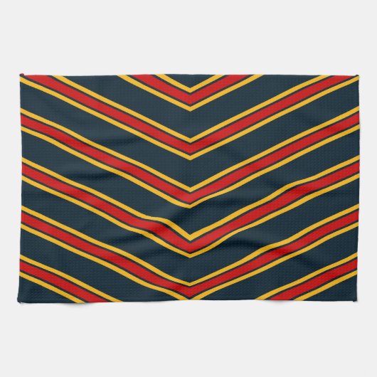 Blauw Rood Chevron Strepen Snijplank Theedoek (Horizontaal)