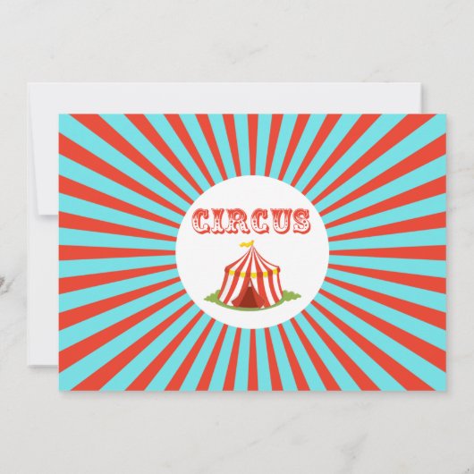 Blauw Rood Circus Ticket Circus Tent Verjaardag Kaart (Achterkant)