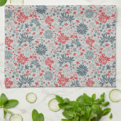Blauw & Rood Ditzy Bloemen Theedoek (Gevouwen)