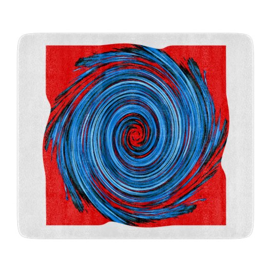 Blauw Rood Draaiend Abstract Patroon Snijplank (Voorkant)