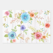 Blauw rood elegant land bloemenkleur waterverf chi inpakpapier vel (Voorkant 2)