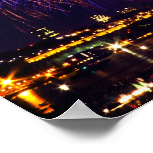 Blauw-, rood- en goudvuurwerk poster (Hoek)