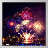 Blauw-, rood- en goudvuurwerk poster (Voorkant)