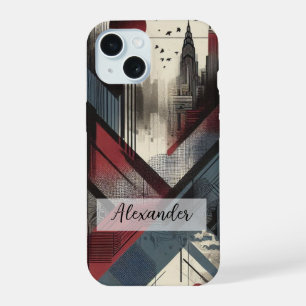 Blauw, rood en grijs Graffiti Art Phonehoesje iPhone 15 Case