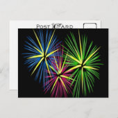 Blauw rood en groen vuurwerk briefkaart (Voorkant / Achterkant)