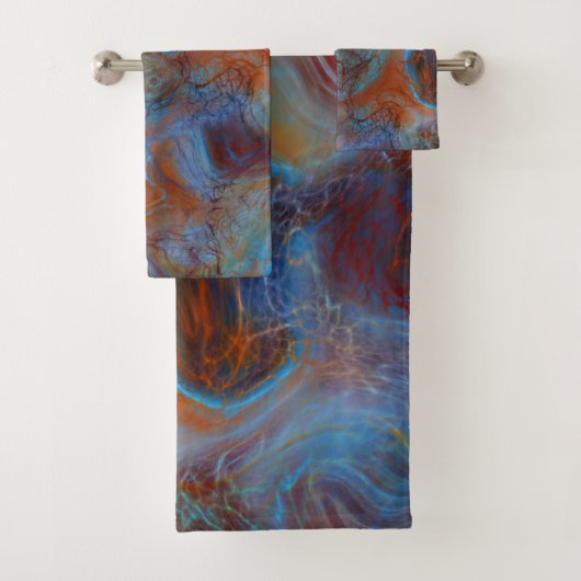 Blauw, Rood en Roest Marmer abstract Bad Handdoek (Insitu)
