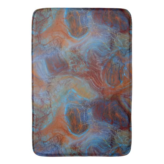 Blauw, Rood en Roest Marmer abstract Badmat (Voorkant Verticaal)