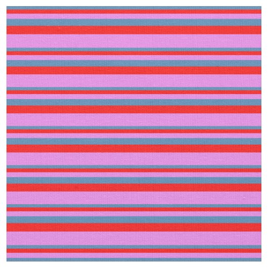 Blauw, rood, en Violet Striped/Lined Pattern Stof (Close Up)