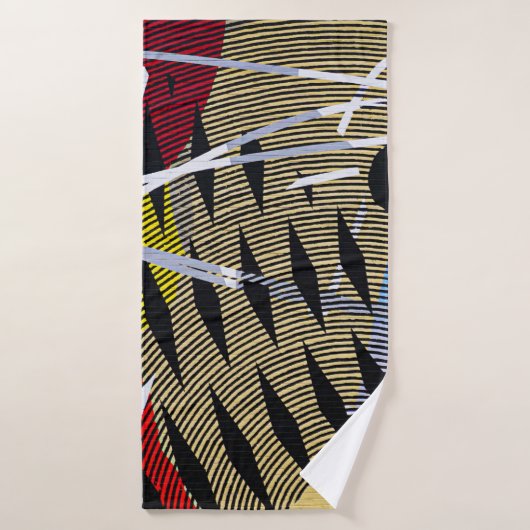 Blauw rood en wit abstract schilderij badhanddoek (Badhanddoek)