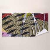 Blauw rood en wit abstract schilderij badhanddoek (Badhanddoek)