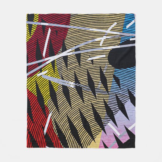 Blauw rood en wit abstract schilderij fleece deken (Voorkant)