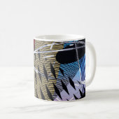 Blauw rood en wit abstract schilderij koffiemok (Voorkant rechts)