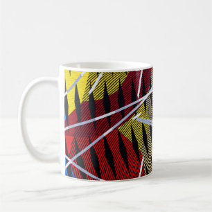 Blauw rood en wit abstract schilderij koffiemok