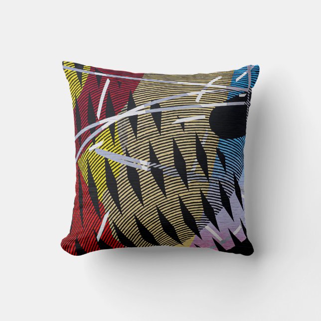 Blauw rood en wit abstract schilderij kussen (Voorkant)