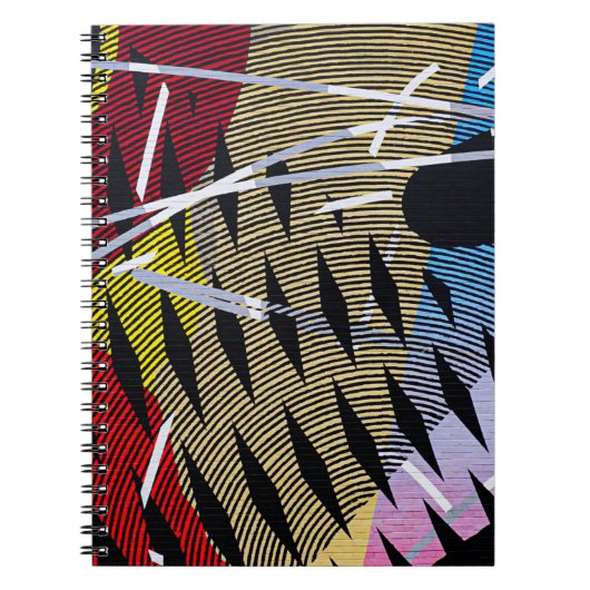 Blauw rood en wit abstract schilderij notitieboek (Voorkant)
