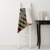 Blauw rood en wit abstract schilderij sherpa deken (In situ)