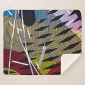 Blauw rood en wit abstract schilderij sherpa deken (Voorkant (horizontaal))