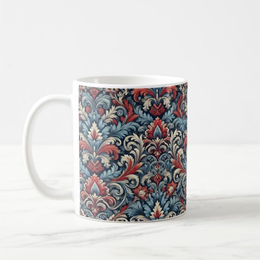 Blauw, rood en wit Damascus Koffiemok (Links)