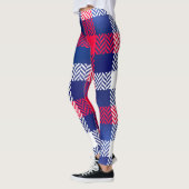 Blauw, rood en wit geplakt leggings (Links)