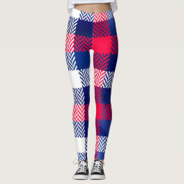 Blauw, rood en wit geplakt leggings
