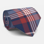 Blauw rood en wit geruit heren stropdas (Opgerold)