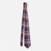Blauw rood en wit geruit heren stropdas (Achterkant)