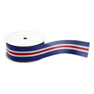 Blauw rood en wit gestreepte feestelijke vakantie grosgrain lint