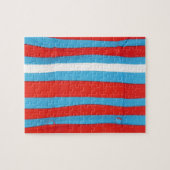 Blauw Rood en Wit Kussenpatroon Legpuzzel (Horizontaal)
