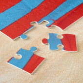 Blauw Rood en Wit Kussenpatroon Legpuzzel (Zijkant)