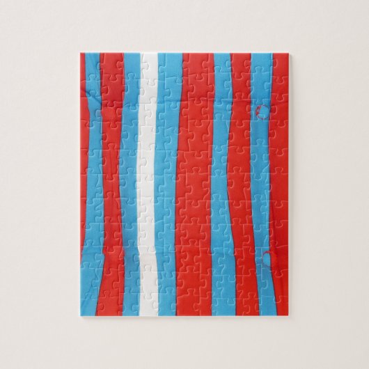 Blauw Rood en Wit Kussenpatroon Legpuzzel (Verticaal)