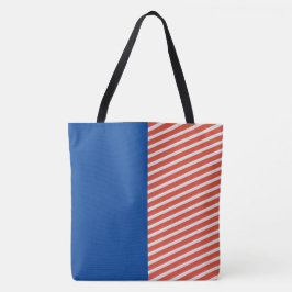 Blauw Rood en wit met strepen Tote Bag
