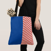 Blauw Rood en wit met strepen Tote Bag (Dichtbij)