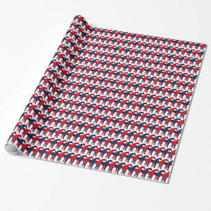 Blauw, Rood en Wit Paard met Nautilus-thema Cadeaupapier