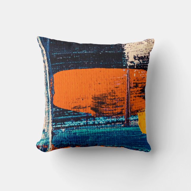 Blauw, rood en wit schilderij kussen (Voorkant)